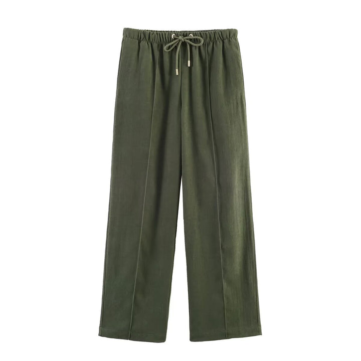 Damen Weite Highwaist-Hose mit Kordelzug, Bügelfalte und fließender Stoffqualität Echo Archiv