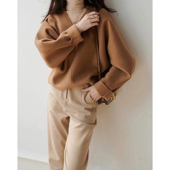 Damen Lässiger V-Ausschnitt Pullover Echoarchiv