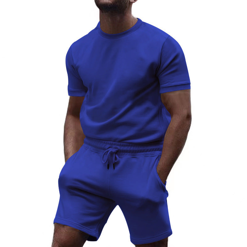 Herren lässiges Sportoutfit mit Rundhalsausschnitt und elastischer Shorts Echoarchiv