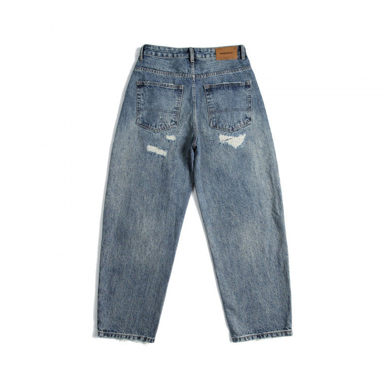 Damen High‑Waist Mom‑Jeans mit weitem Bein, Used‑Waschung und Destroyed‑Details Echo Archiv