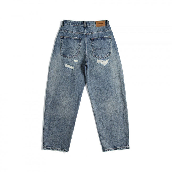 Damen High‑Waist Mom‑Jeans mit weitem Bein, Used‑Waschung und Destroyed‑Details Echo Archiv