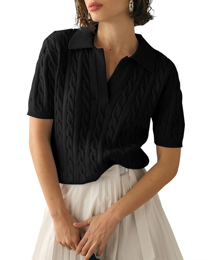 Echoarchiv | Polo-Kragen Twist Strickpullover