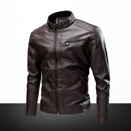 Herren lässige Kunstlederjacke mit funktionalen Reißverschlusstaschen Echoarchiv