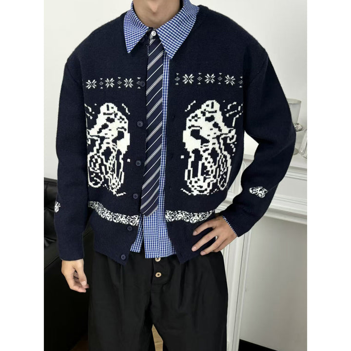 Damen Gemütlicher Grobstrickpullover mit grafischem Motiv Echoarchiv