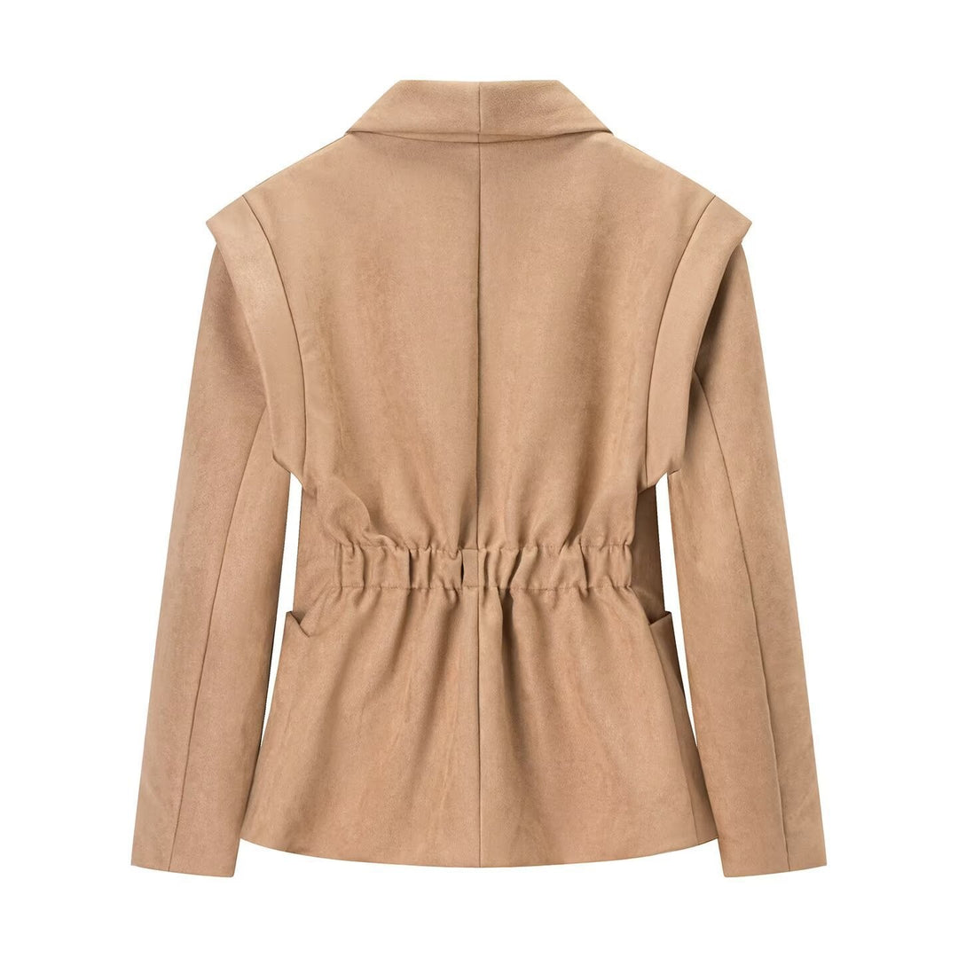 Damen Oversize-Veloursblazer mit Schalkragen, Ein-Knopf‑Verschluss und aufgesetzten Taschen Echo Archiv