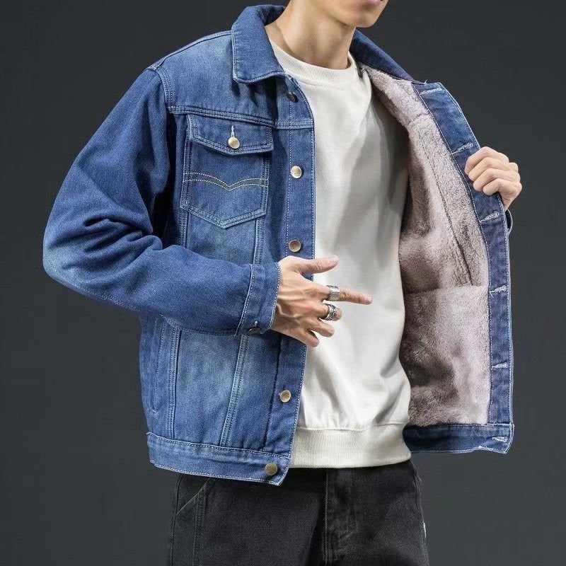 Herren Geschnittene Denimjacke mit Fleecefutter Echoarchiv