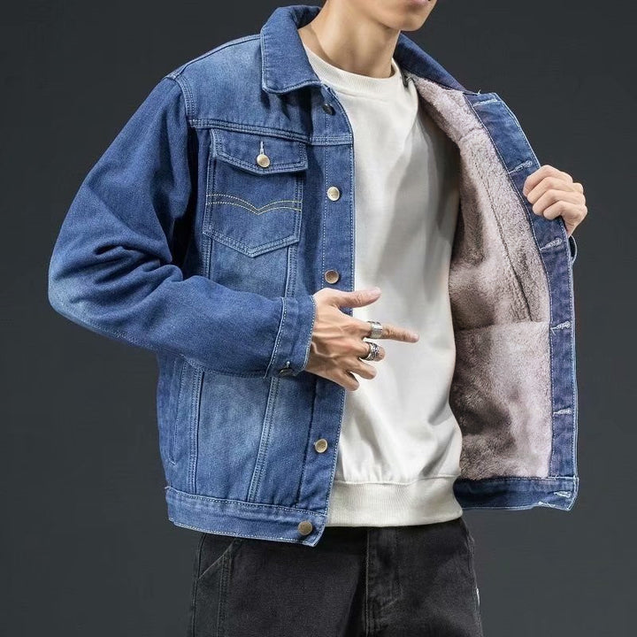 Herren Geschnittene Denimjacke mit Fleecefutter Echoarchiv