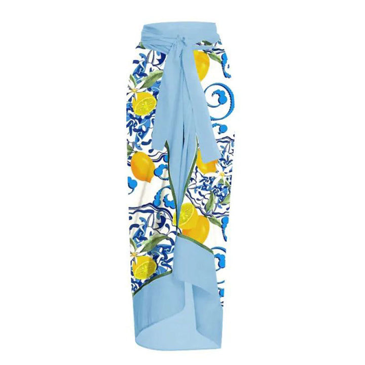 Damen Wickelrock mit elegantem Aquarell-Muster und Bindegürtel Echo Archiv