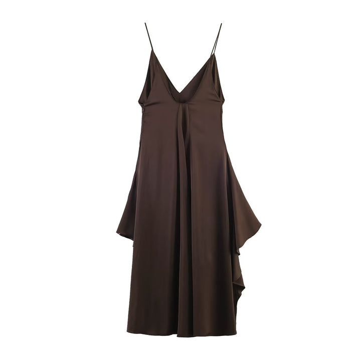 Damen Maxikleid mit elegantem asymmetrischen Saum und feinem V-Ausschnitt Echo Archiv