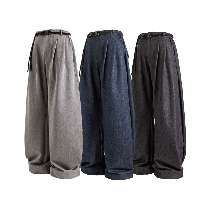 Damen Hochtalierte weite Marlene-Hose mit Faltenbund und Tunnelzuggürtel Echo Archiv