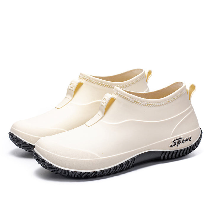 Damen Kurzschaftige wasserdichte Slip‑On Gummistiefelette mit Neoprenkragen und profiliertem Anti‑Rutsch‑Laufsohlen‑Design Echoarhiv