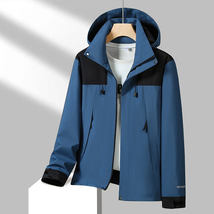 Herren Leichte Softshelljacke mit Kontrast-Schulter, verstellbarer Kapuze und wasserabweisender Membran Echoarchiv