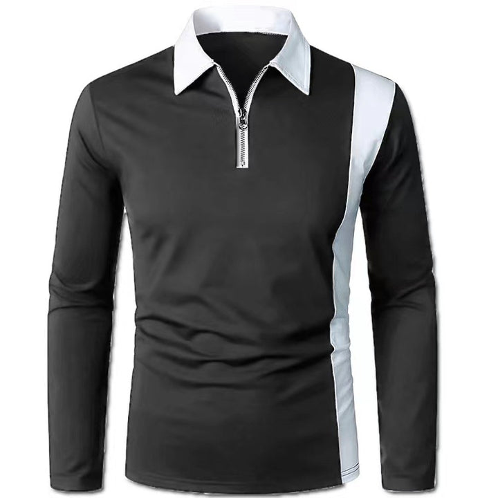 Herren sportliches Langarmshirt mit modernem Reißverschluss und stylischem Farbkontrast Echoarchiv