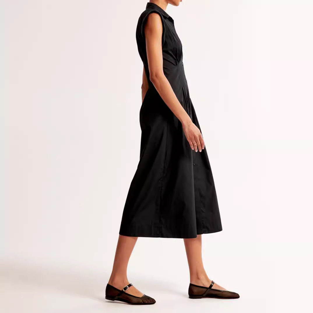 Damen Maxikleid mit Schulterklappen und klassischem Knopfverschluss Echo Archiv