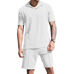 Herren Freizeit Polo-Shorts-Set aus atmungsaktivem Stoff mit Struktur Echoarchiv