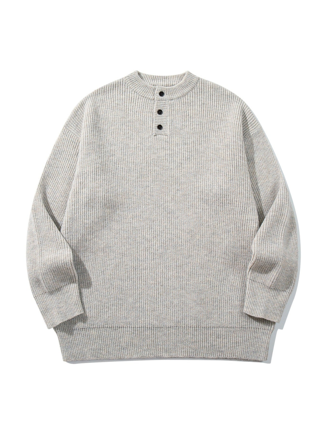 Herren Grobstrick-Henleypullover mit halber Knopfleiste und Rippbündchen Echoarchiv