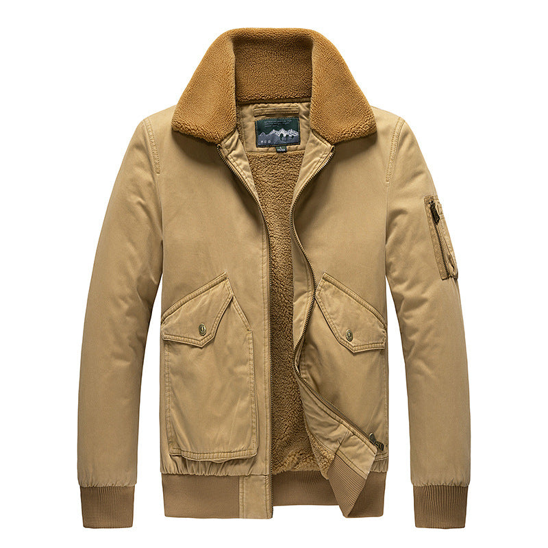 Herren Pilotenblouson mit Sherpa-Futter und Umlegekragen – Taviero
