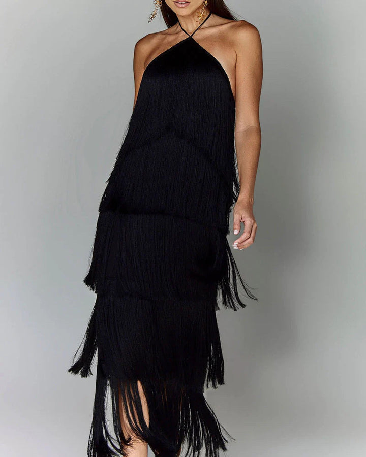 Damen Elegantes Fransen-Maxikleid mit schimmerndem Detail und raffinierter Passform Echo Archiv