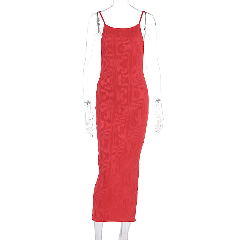 Damen Maxikleid im eleganten Wellenmuster mit Spaghettiträgern Echo Archiv