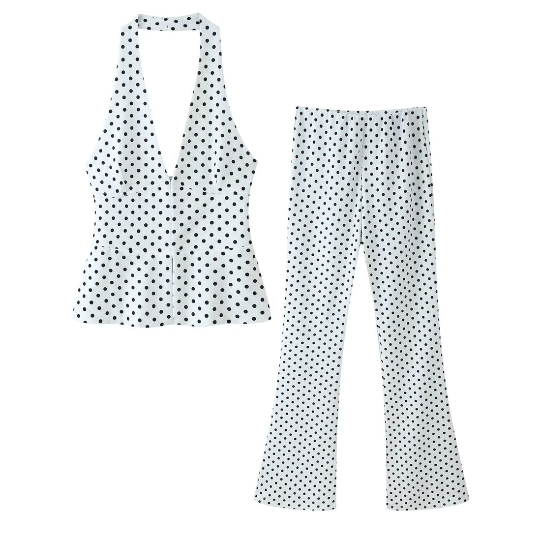 Damen Hochtaillierte Flare-Hose mit Gummibund und Polka-Dot-Print Echo Archiv