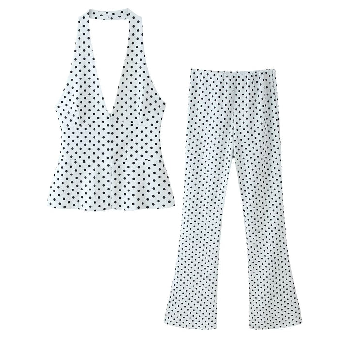 Damen Hochtaillierte Flare-Hose mit Gummibund und Polka-Dot-Print Echo Archiv