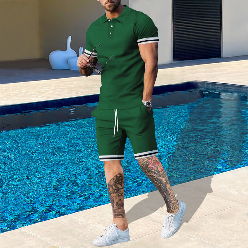 Herren Poloshirt und Shorts Set mit sportlichem Design und atmungsaktiver Passform Echoarchiv