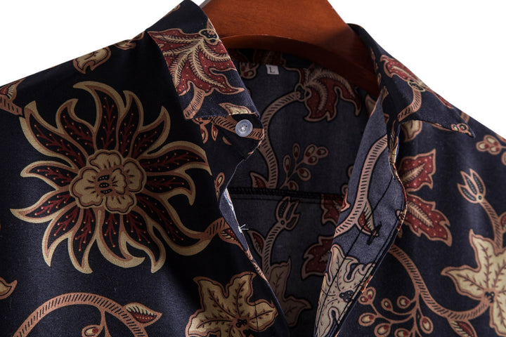 Herren Kurzarmhemd mit floralen Mustern und bequemer Passform Echoarchiv