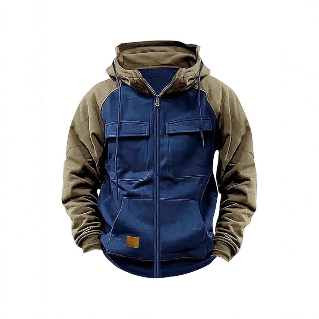 Herren Sportliche Kapuzenjacke mit praktischen Brusttaschen und warmem Fleece-Material Echoarchiv