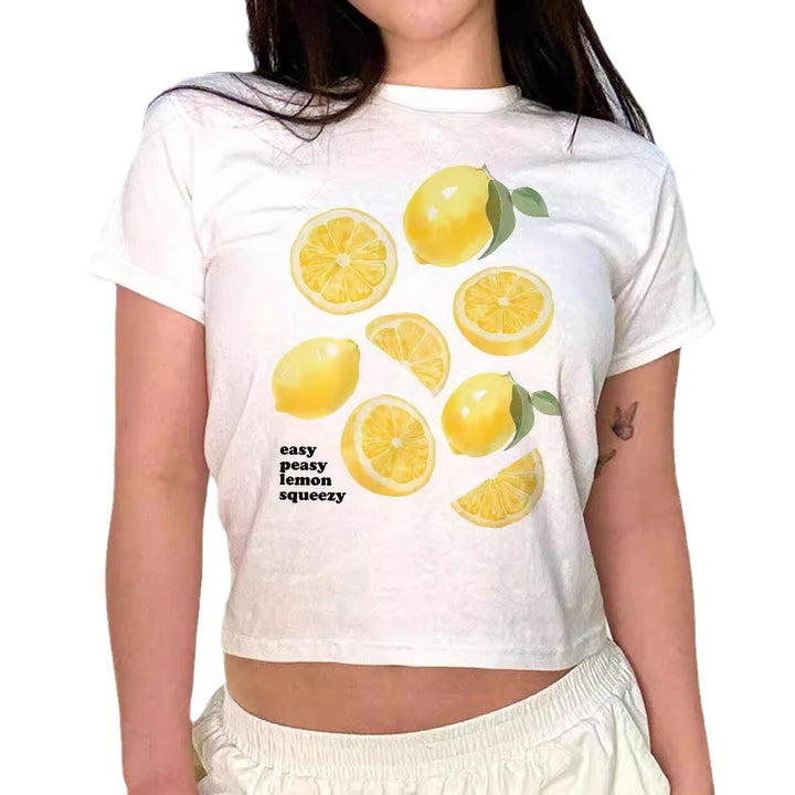 Damen Crop-T-Shirt mit kreativem Cocktail-Design Echo Archiv