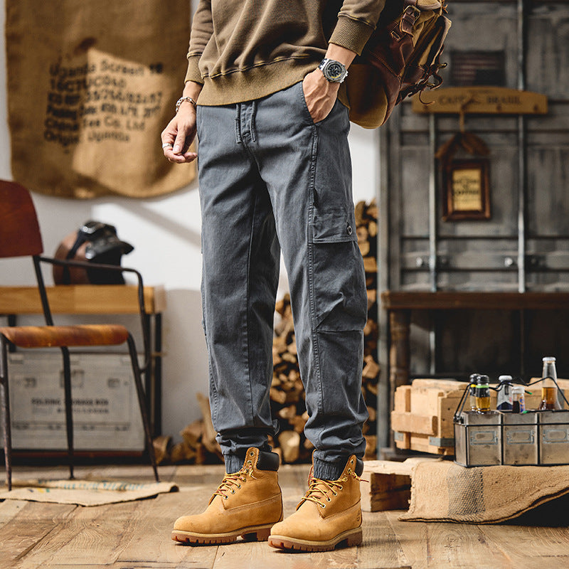 Herren Cargo-Joggerhose aus Baumwoll-Twill mit Kordelzug, Cargotaschen und elastischen Bündchen Echo Archiv