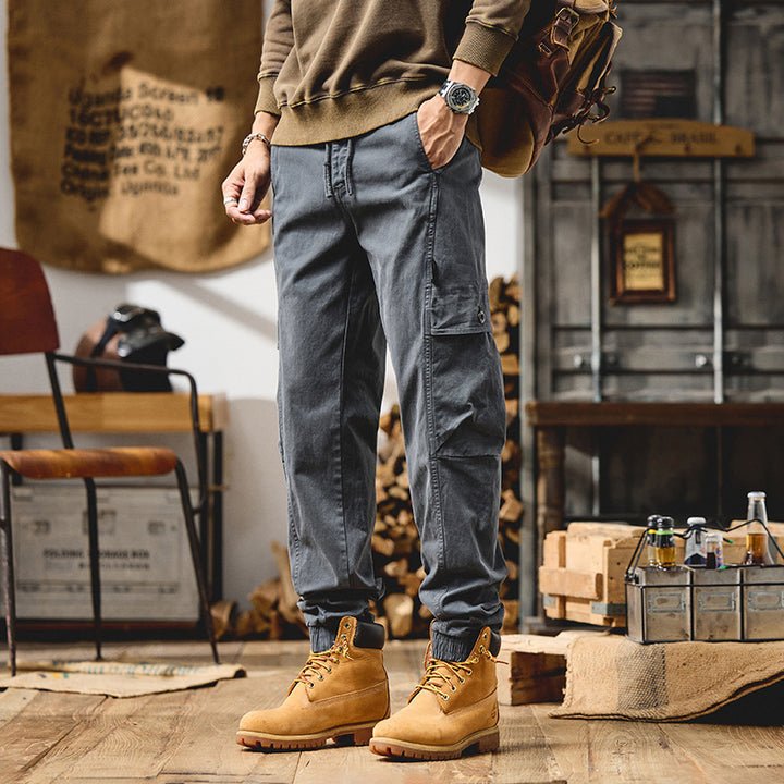 Herren Cargo-Joggerhose aus Baumwoll-Twill mit Kordelzug, Cargotaschen und elastischen Bündchen Echo Archiv