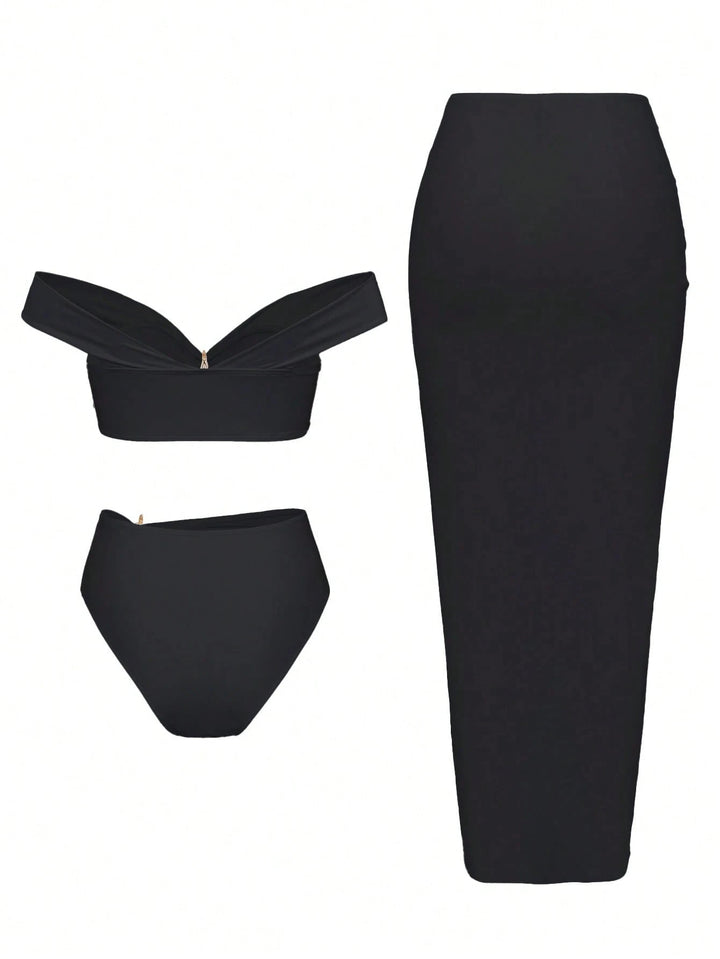 Damen Elegantes Bikiniset mit Wickelrock Echo Archiv