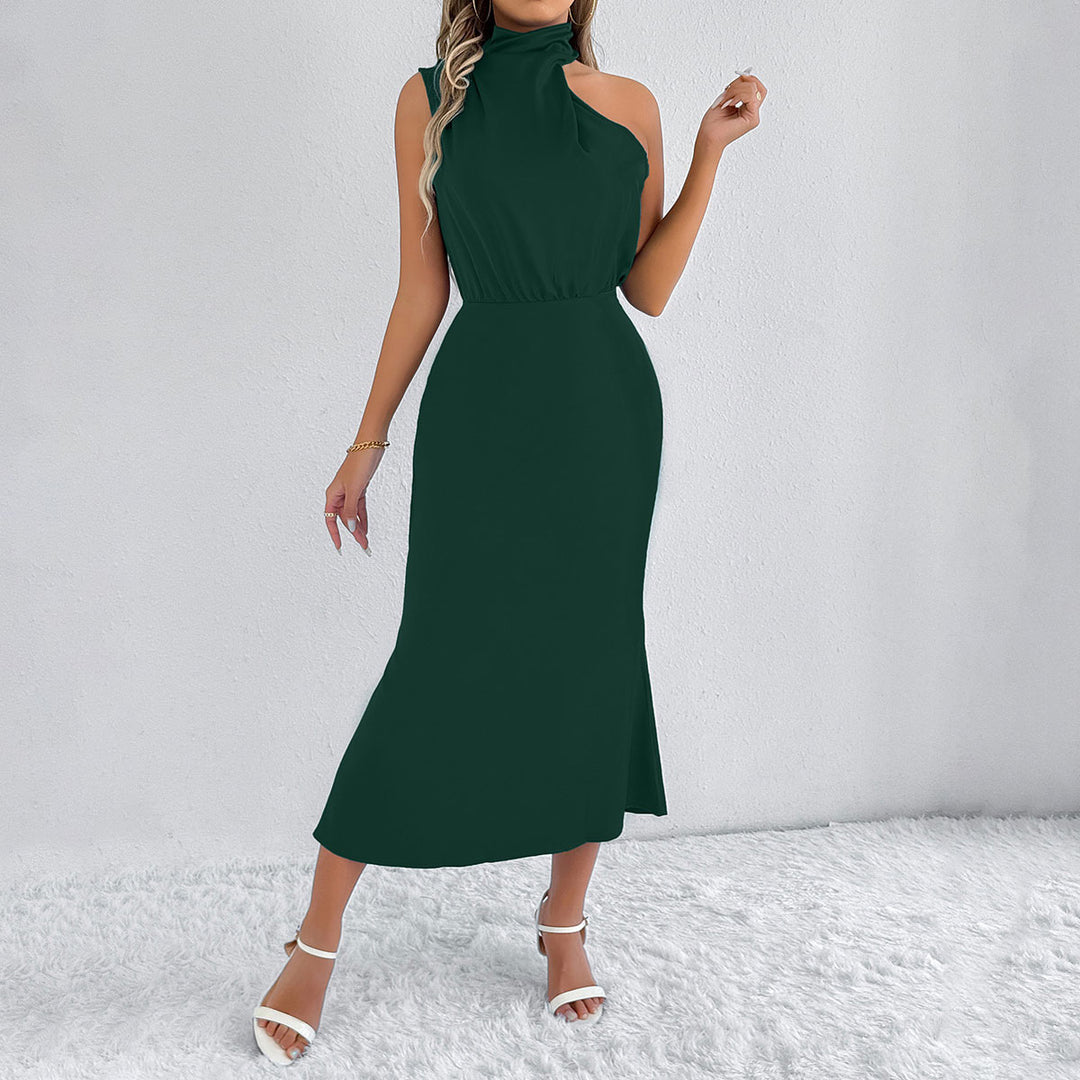 Damen Maxi-Kleid mit asymmetrischem Halter und fließendem Schnitt Echo Archiv