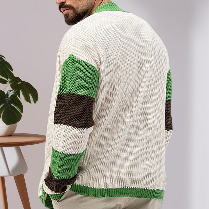 Herren Strickjacke mit modernem Farbblock-Design Echoarchiv