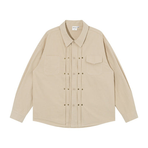 Herren Oversize-Hemdjacke im Workwear-Stil mit Ziersteppungen und Metallnieten Echoarchiv