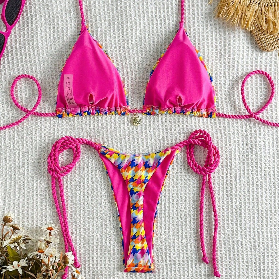 Damen Triangel-Bikini mit buntem Geometrie-Muster Echo Archiv