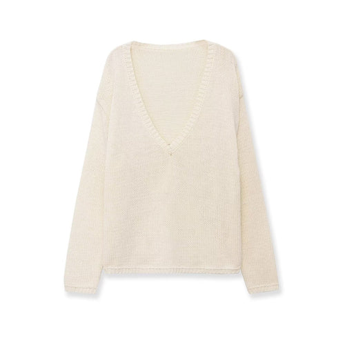 Damen Oversize V-Ausschnitt Grobstrickpullover Echo Archiv