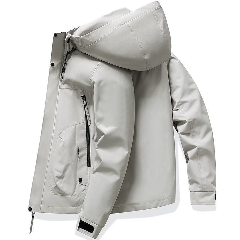 Men's waterproof breathable hooded softshell jacket with taped seams – Cavarno