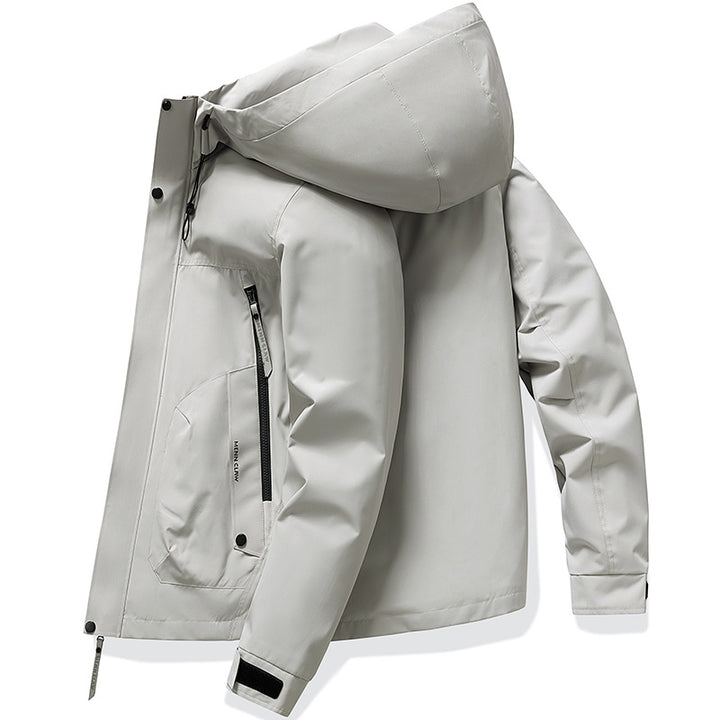 Men's waterproof breathable hooded softshell jacket with taped seams – Cavarno
