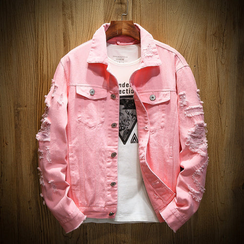 Unisex nan zerrissene Jeansjacke mit weitem Schnitt und aufgesetzten Brusttaschen Echo Archiv