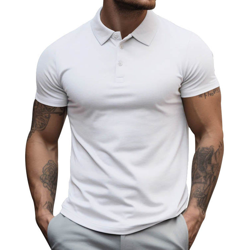 Herren nan tailliertes elastisches Piqué-Poloshirt mit klassischem Kragen Echoarchiv