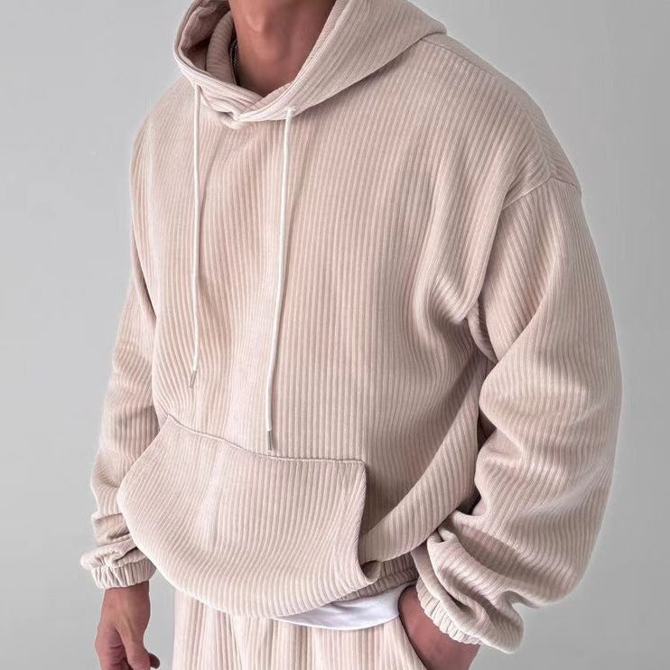 Herren Hoodie mit strukturiertem Rippdesign Echoarchiv
