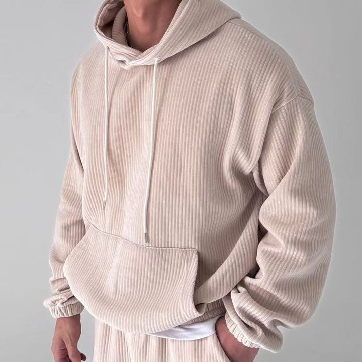 Herren Hoodie mit strukturiertem Rippdesign Echoarchiv