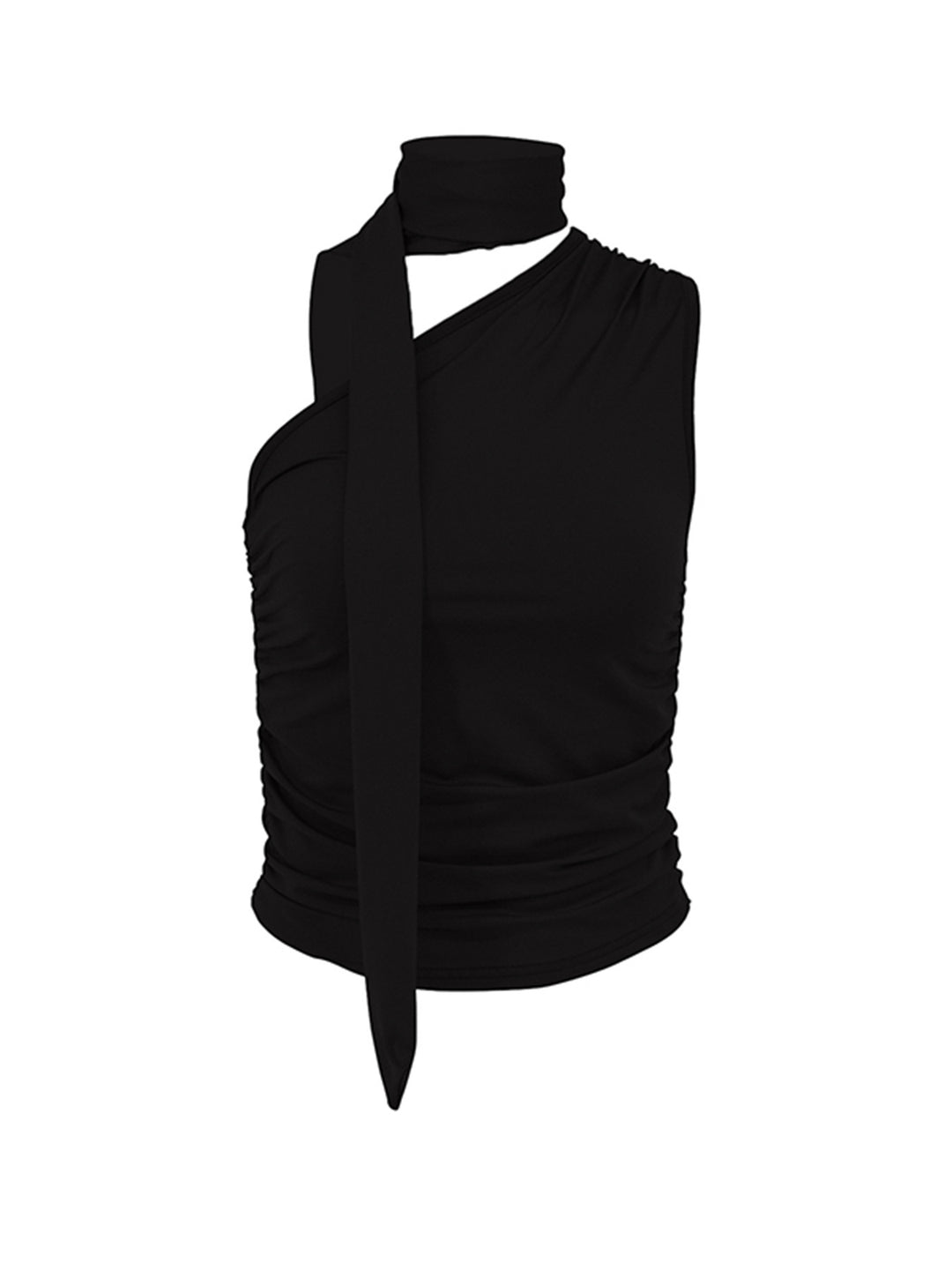 Damen asymmetrisches Top mit bindbaren Schlaufen und Raffung Echo Archiv