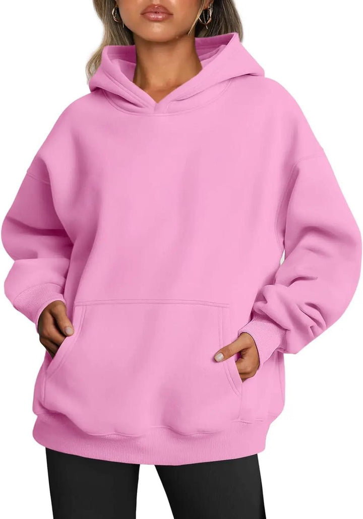 Damen oversized Kapuzenpullover mit verlängerter Silhouette und Kängurutasche – Auréline