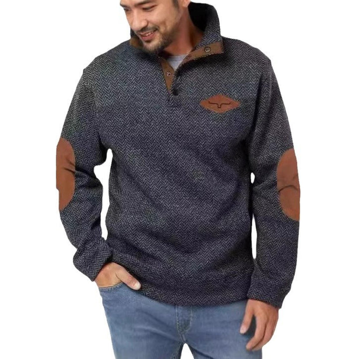 Herren vielseitiger Baumwollpullover mit strukturiertem Kragen Echoarchiv