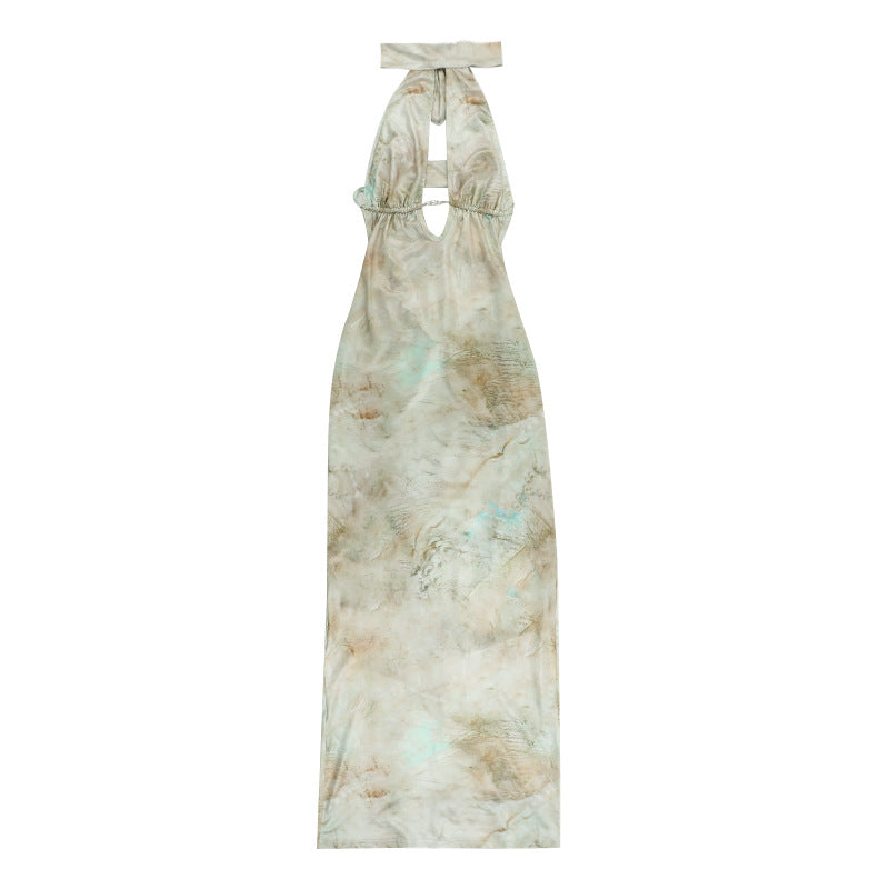 Damen elegantes Maxikleid mit kreativem Schlitz und schimmerndem Wasserfallausschnitt Echo Archiv