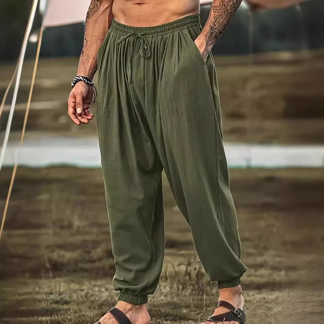 Herren lässige Freizeithose aus atmungsaktivem Viskose-Material mit elastischem Bund Echoarchiv