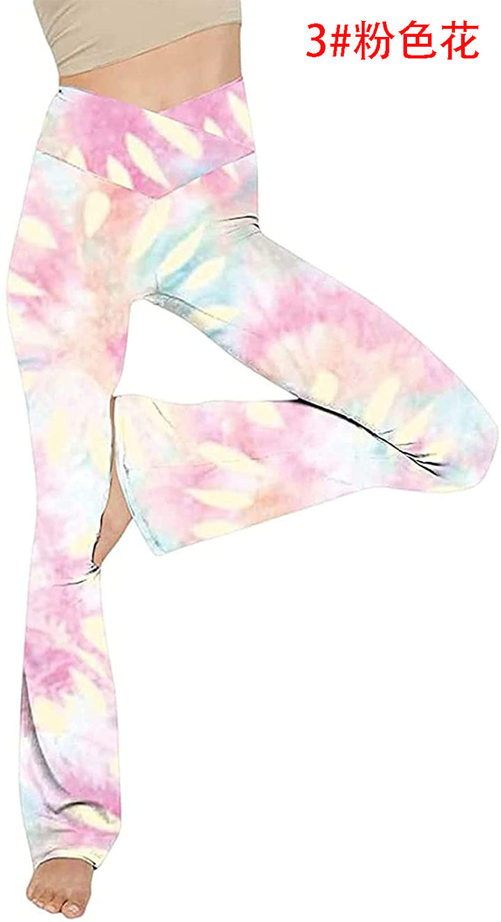 Damen nan taillenhohe Yogahose mit überkreuztem Bund und ausgestelltem Saum mit Schlitz Echo Archiv