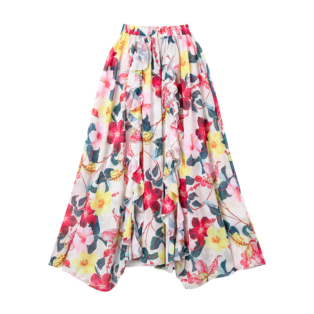 Damen eleganter Floral Badeanzug mit gewelltem Schulterdesign Echo Archiv
